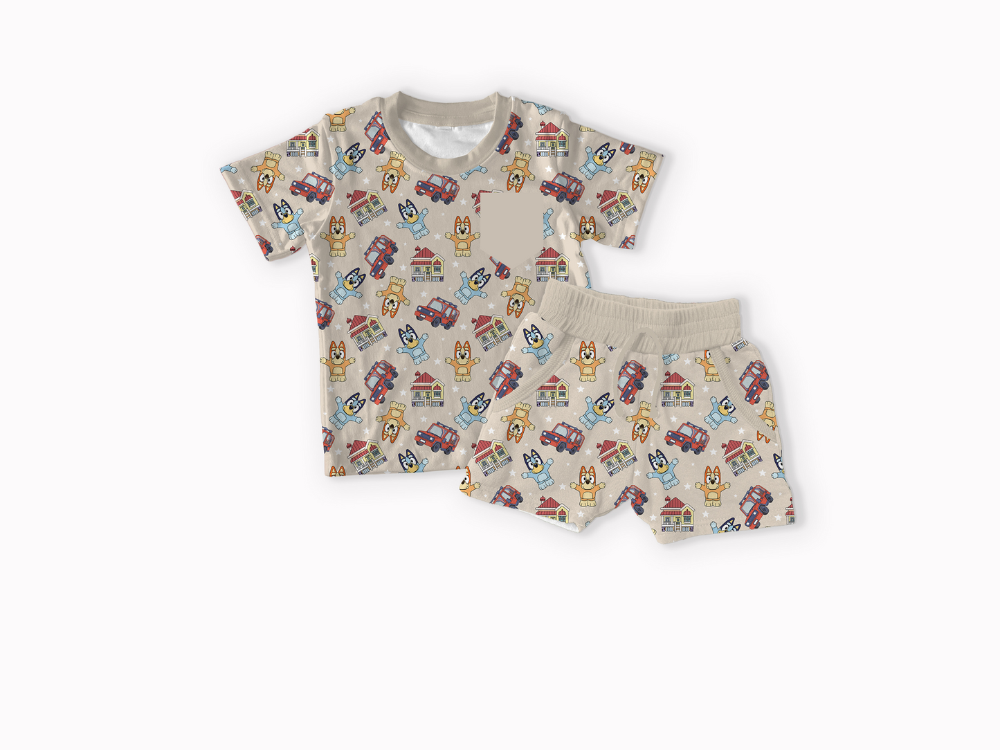 Blue Heelers Tiny People Bamboo Pocket Tee & Shorts Set