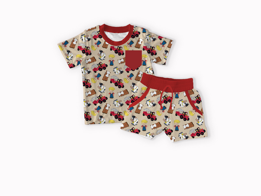 Farm Tiny People Bamboo Pocket Tee & Shorts Set