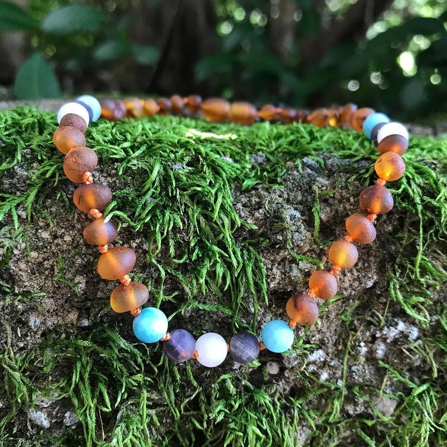 Mermaid Mix + Raw Cognac Amber Necklace