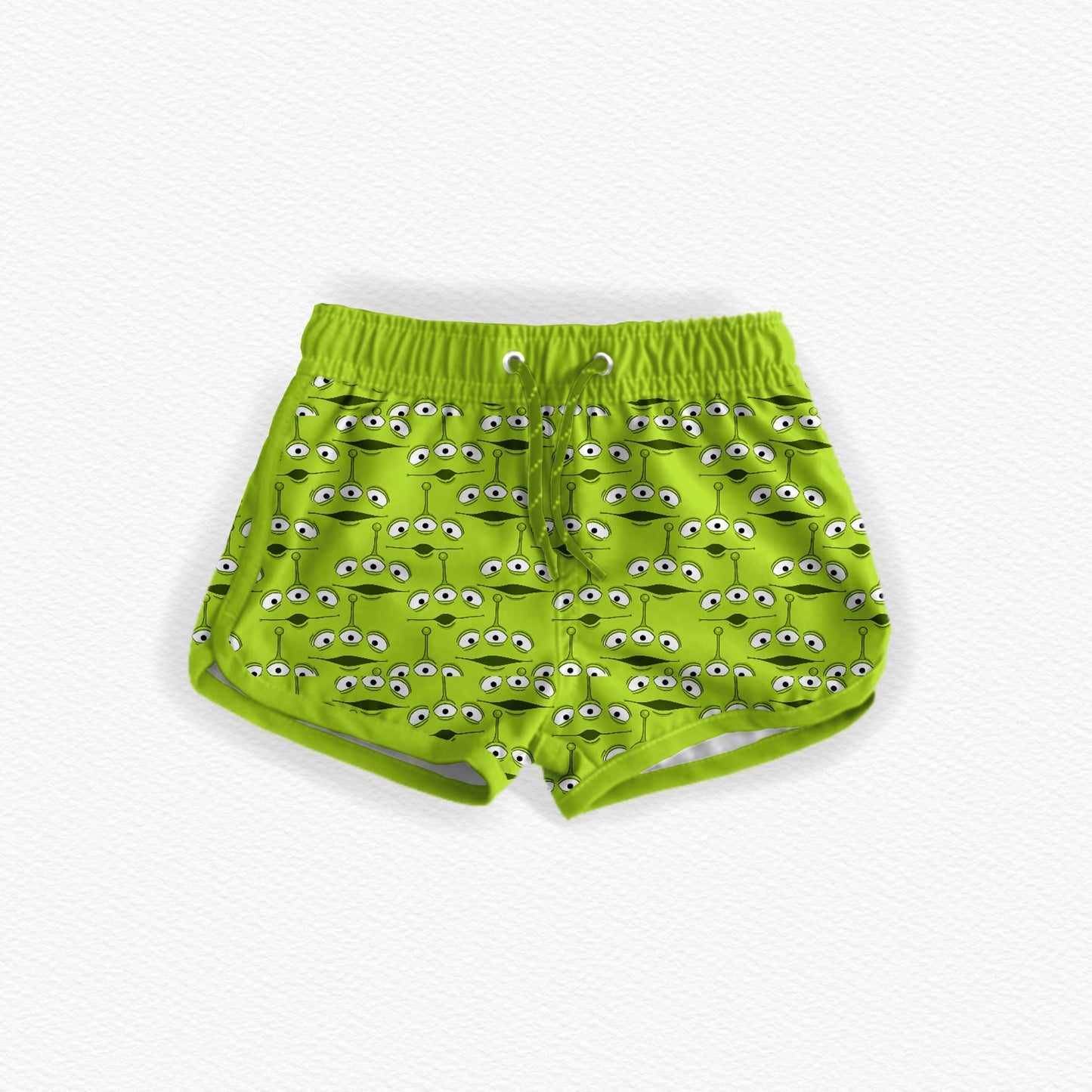 MISPRINT (FABRIC IS UPSIDE DOWN) Glow In The Dark THE CLAW Swim Trunks - NEON GREEN (Highest visibility in lakes & dark water)