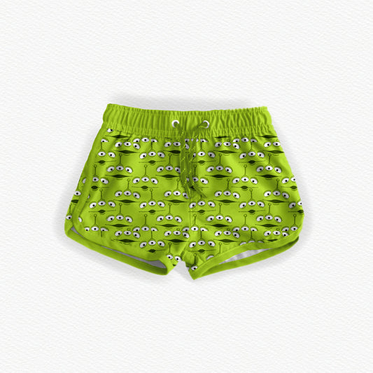 MISPRINT (FABRIC IS UPSIDE DOWN) Glow In The Dark THE CLAW Swim Trunks - NEON GREEN (Highest visibility in lakes & dark water)
