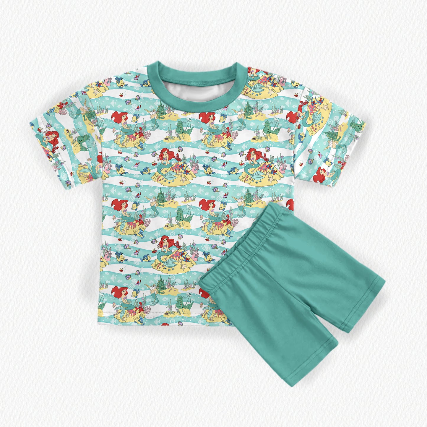 The Little Mermaid Bamboo Adult Oversized Pocket Tee & Biker Shorts (with pockets) Set