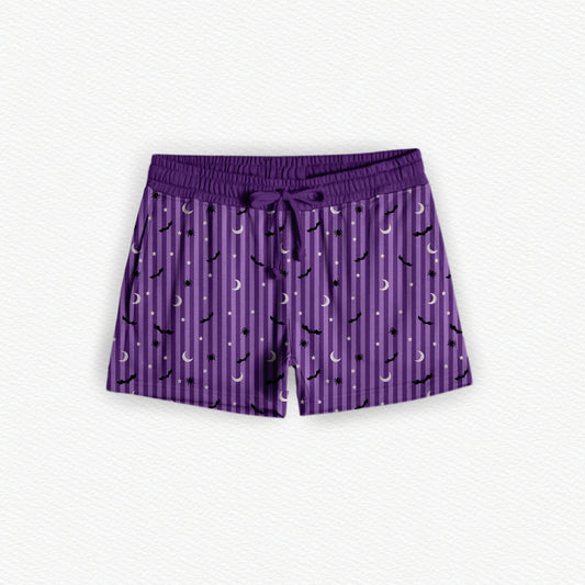 Storytime Scares Coordinate Purple Bamboo Adult Sleep Shorts