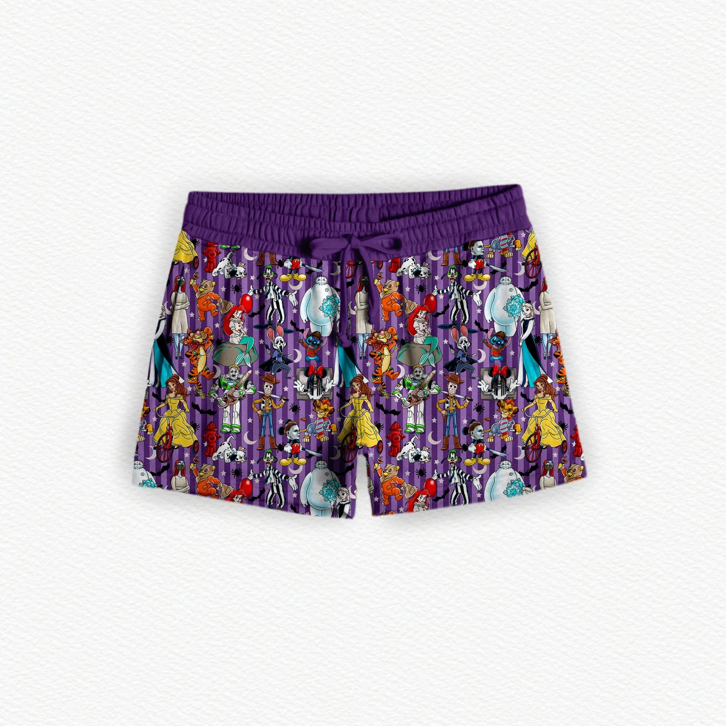 Storytime Scares Purple Bamboo Adult Sleep Shorts