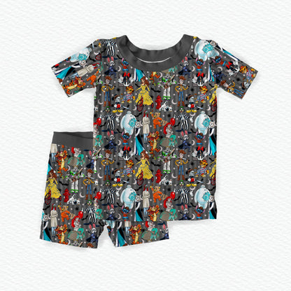 Storytime Scares Black Bamboo Short Sleeve Shorts Two Piece Pajama Set