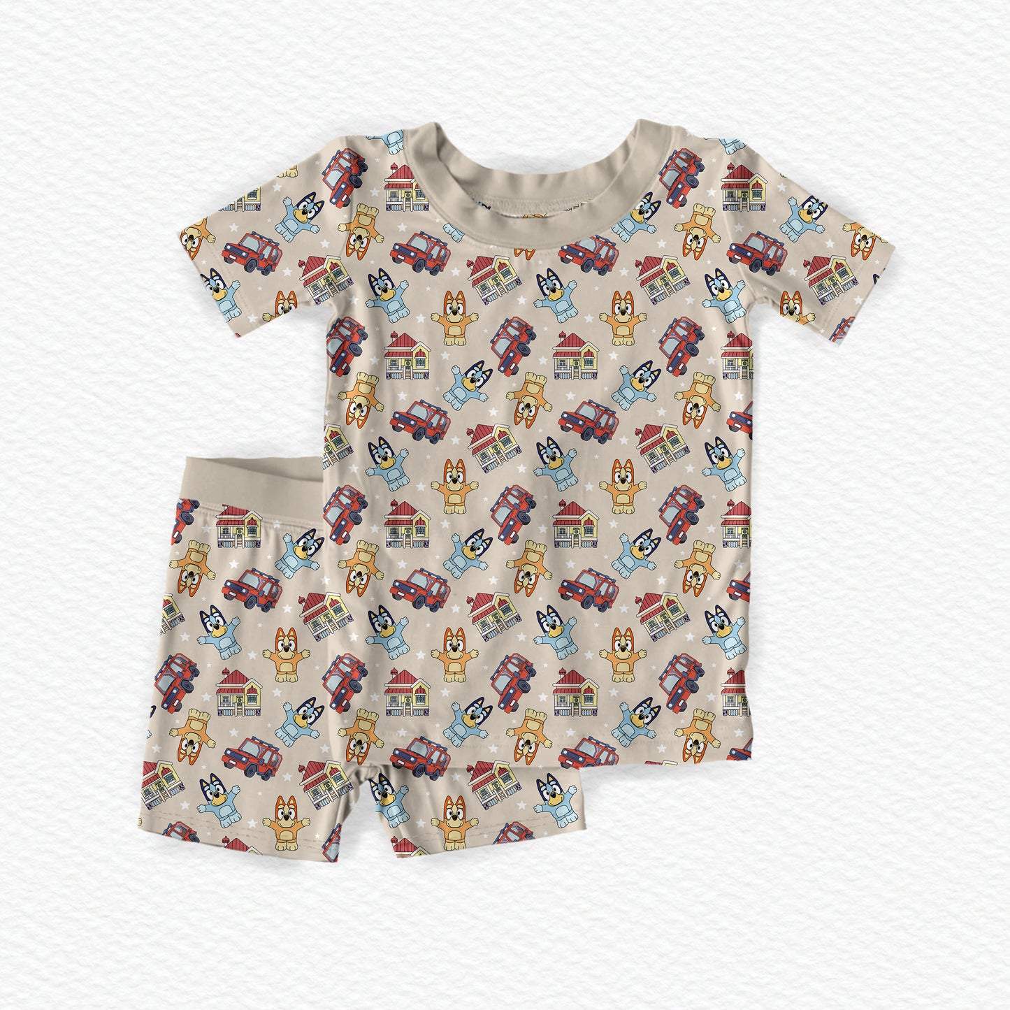 Blue Heelers Tiny People Bamboo Short Sleeve Two Piece Pajama Set