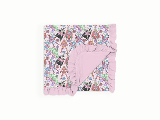 Justice & Pirouette's Double Layer Ruffle Trim Bamboo Blanket