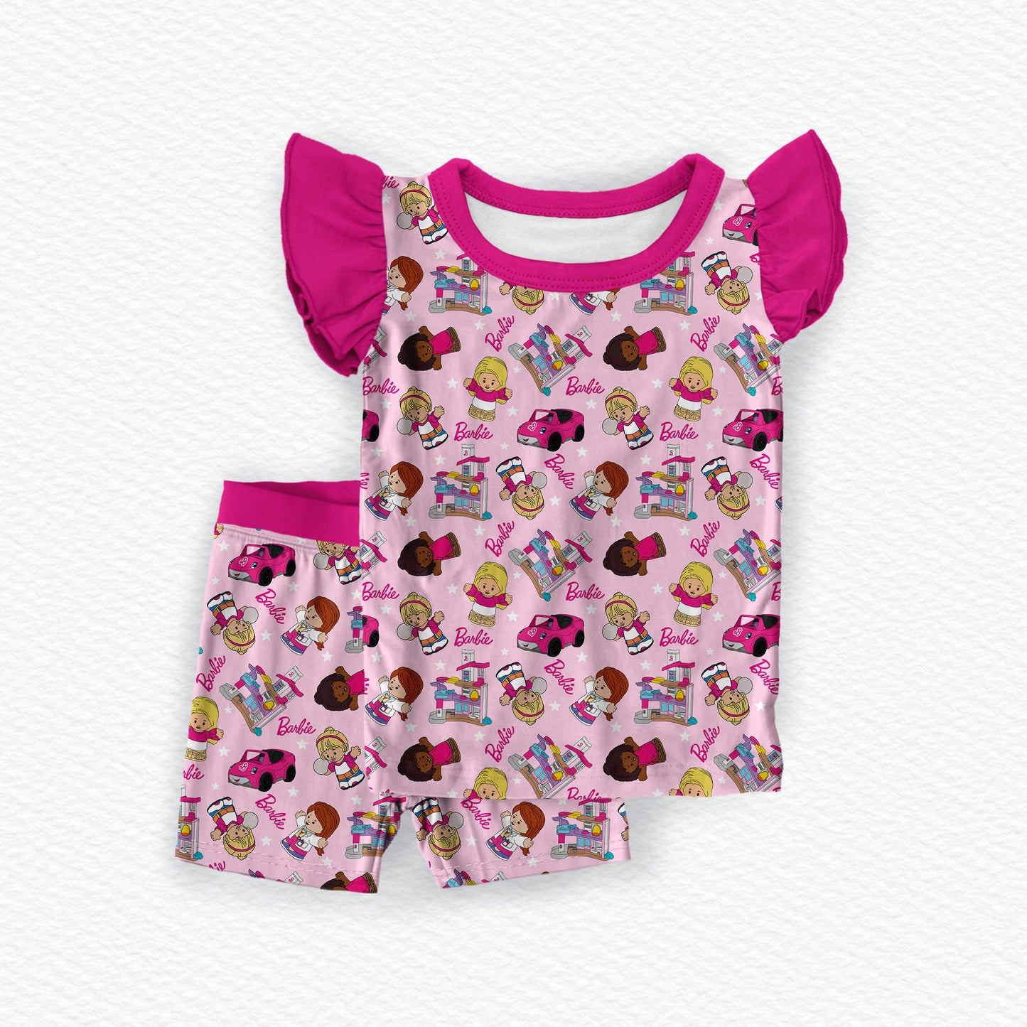 Malibu Tiny People Flutter Sleeve Bamboo Short Sleeve & Shorts Two Piece Pajama Set