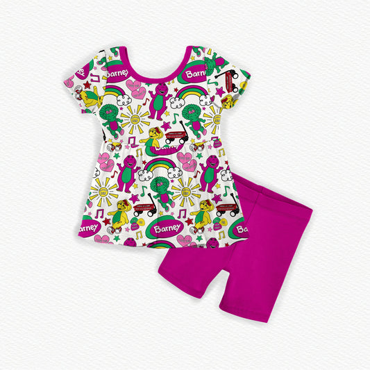 Barney Bamboo Short Sleeve Peplum & Shorts Set