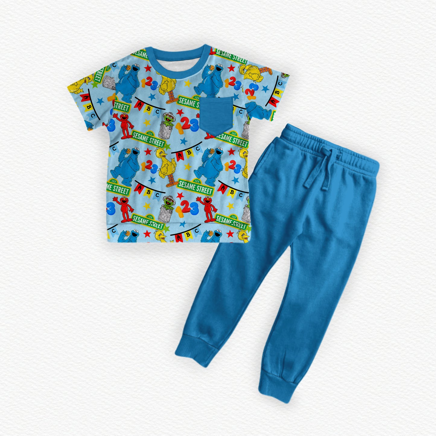 ABC Party BLUE Bamboo Pocket Tee & Pants Set