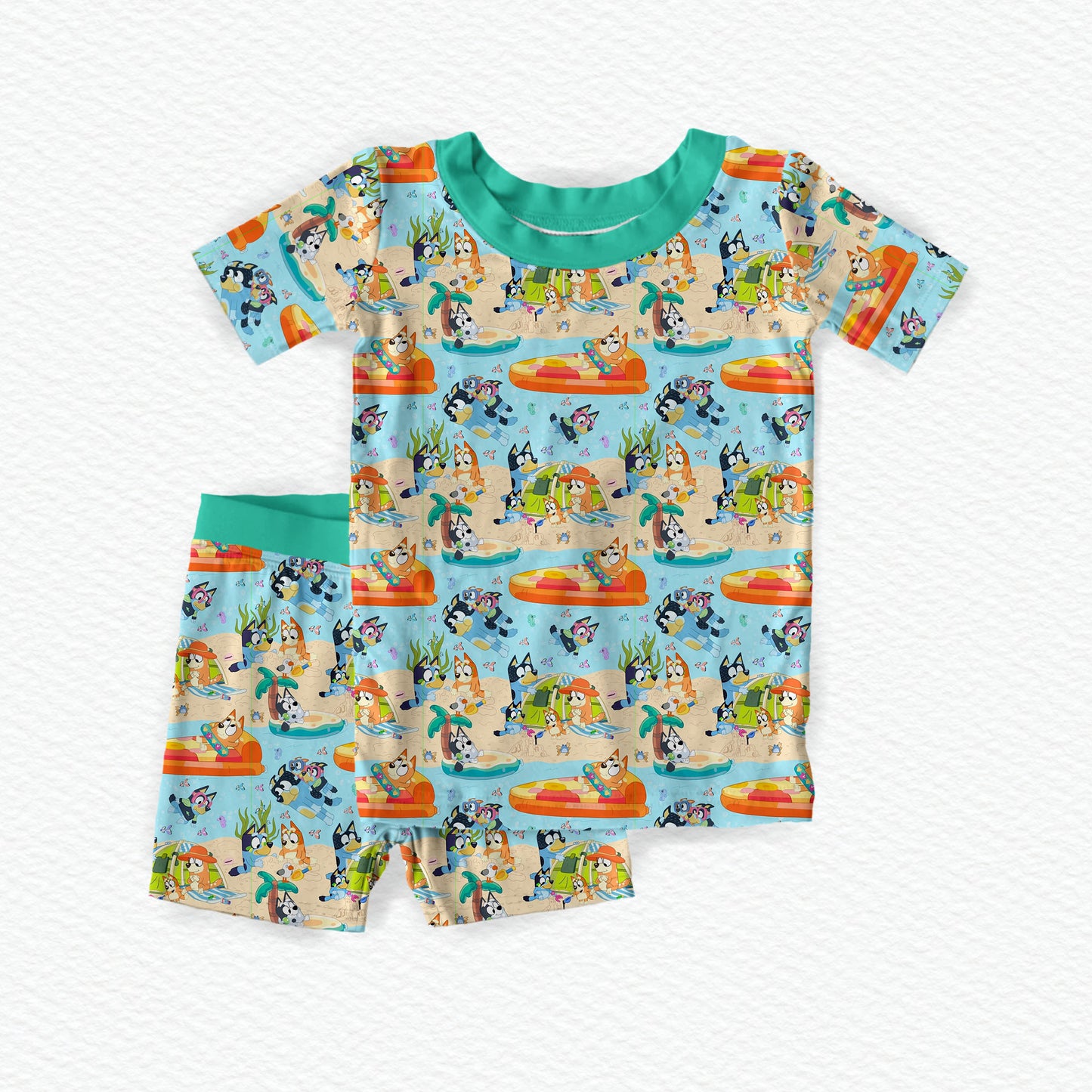 Heeler's On Holiday Bamboo Short Sleeve & Shorts Two Piece Pajama Set
