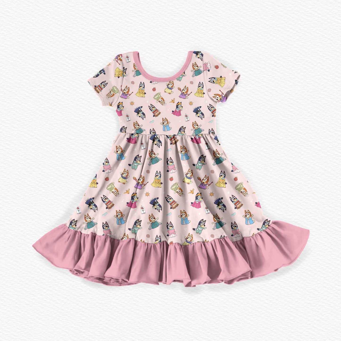 Happily Ever Heeler Bamboo Short Sleeve Ruffle Dress