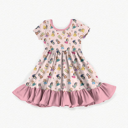 Happily Ever Heeler Bamboo Short Sleeve Ruffle Dress