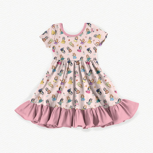 Happily Ever Heeler Bamboo Short Sleeve Ruffle Dress