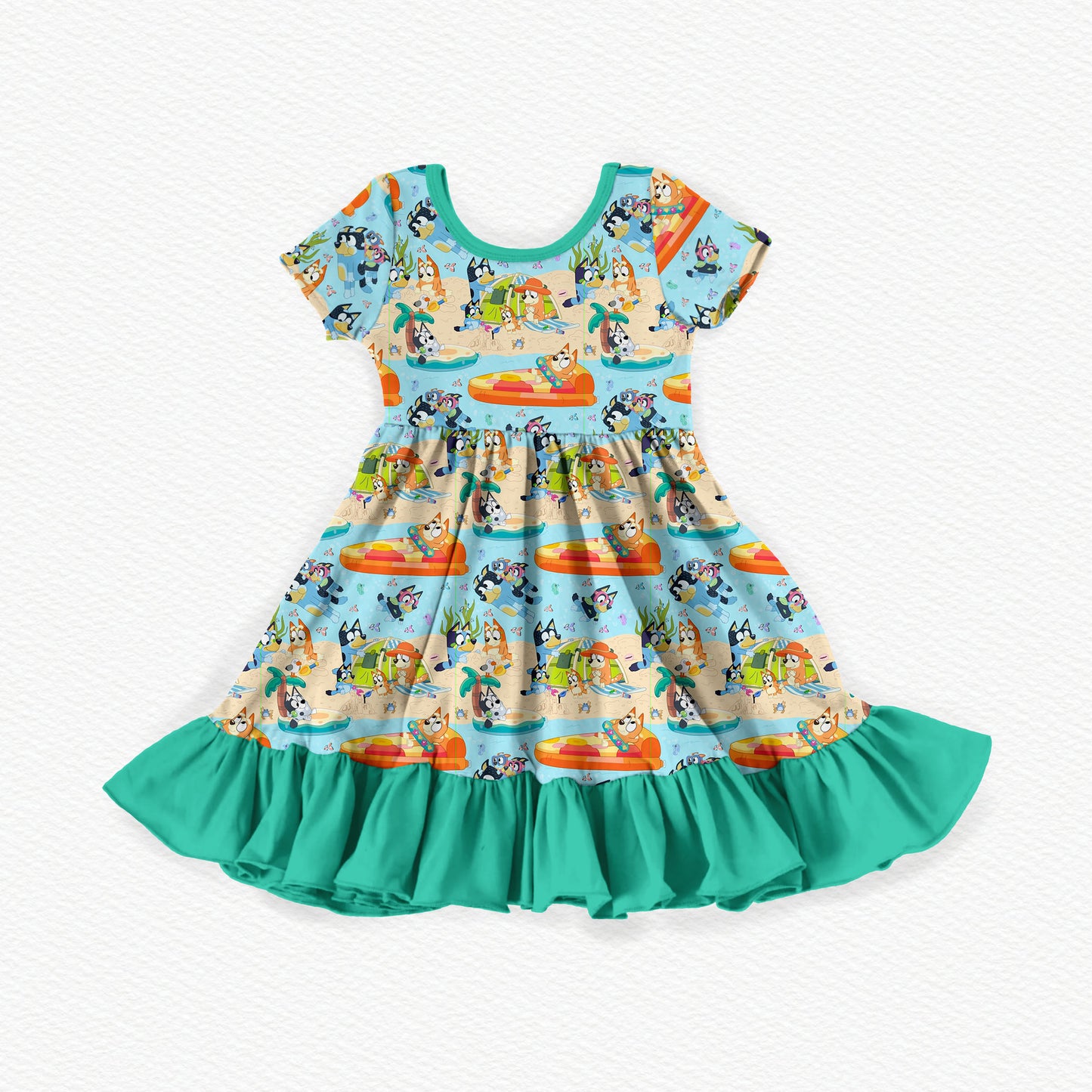 Heeler's On Holiday Bamboo Short Sleeve Ruffle Dress