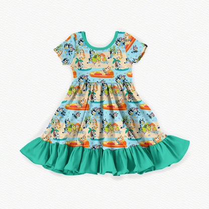 Heeler's On Holiday Bamboo Short Sleeve Ruffle Dress
