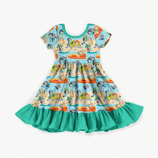 Heeler's On Holiday Bamboo Short Sleeve Ruffle Dress