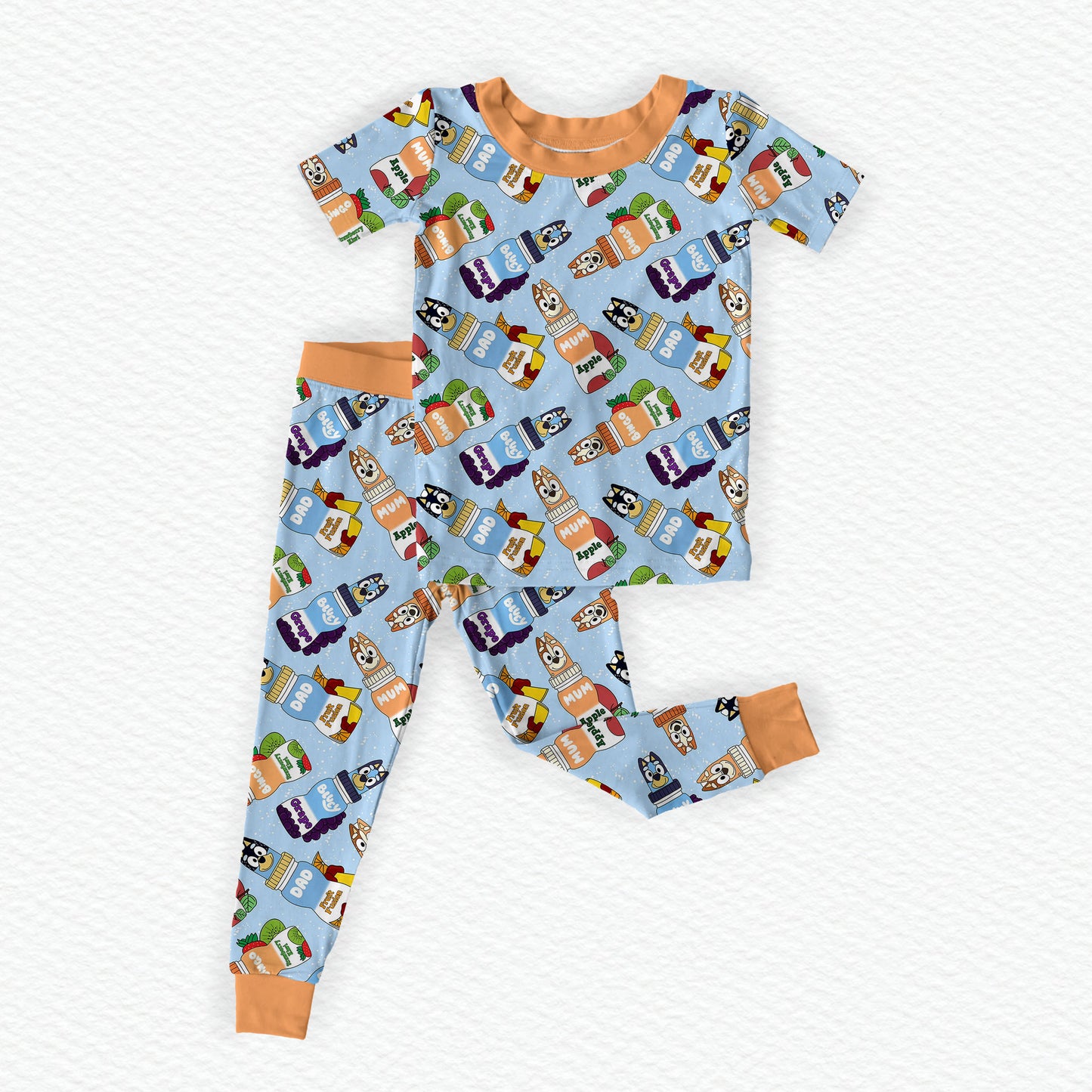 Puppy Sips! Bamboo Short Sleeve and Pants Two Piece Pajama Set
