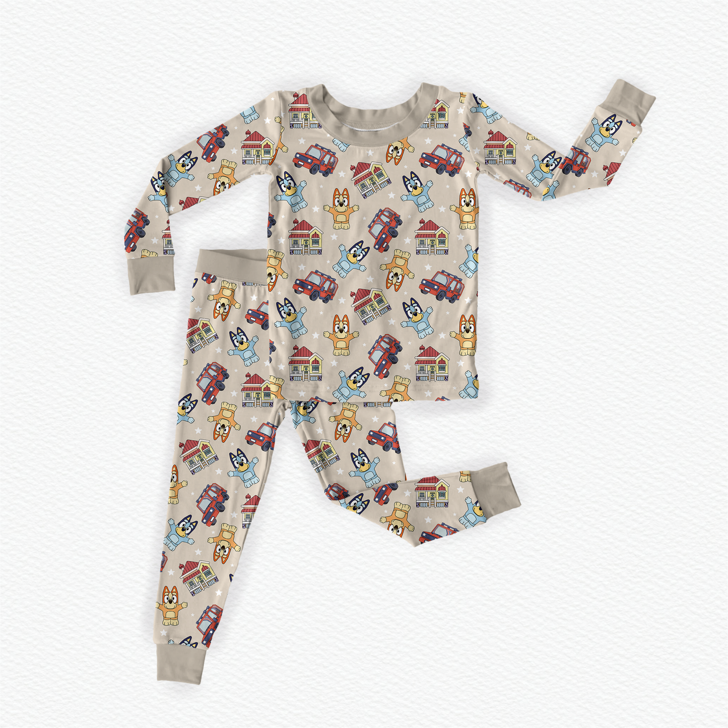 Blue Heelers Tiny People Bamboo Long Sleeve Two Piece Pajama Set