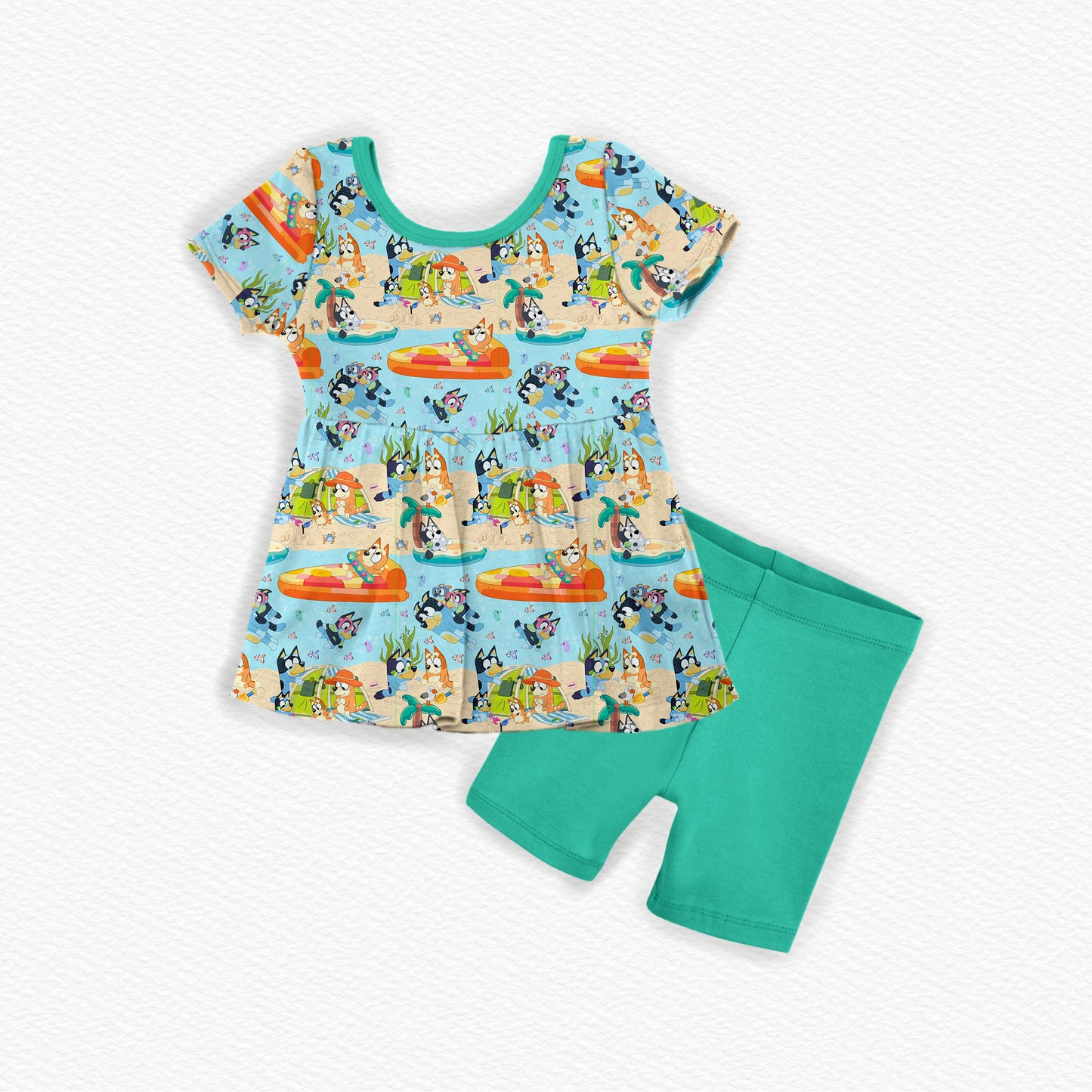 Heeler's On Holiday Bamboo Short Sleeve Peplum & Shorts Set