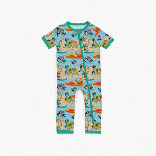 Heeler's On Holiday Bamboo Footless Short Sleeve Zippy Pajamas