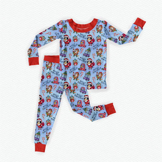 Verandah Santa Christmas Bamboo Long Sleeve Two Piece Pajama Set