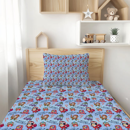 Verandah Santa Christmas Bamboo Twin Sheet & Pillowcase Set