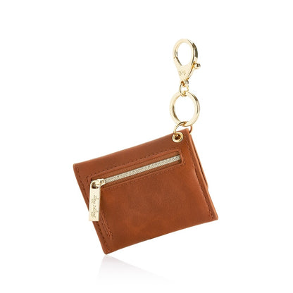 Itzy Ritzy Mini Wallet™ Card Holder & Key Chain Charm- Cognac
