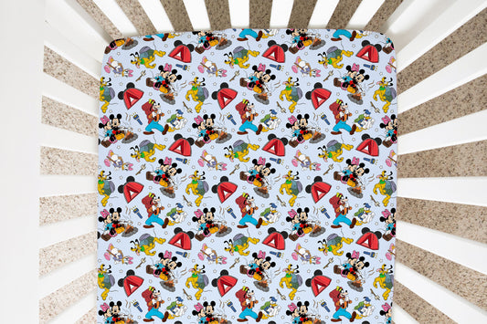 Camp Mouse Jersey Crib Sheet
