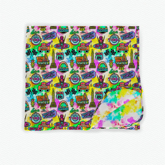 Route 66 Watercolor 50 x 50 Double Layered Bamboo Blanket