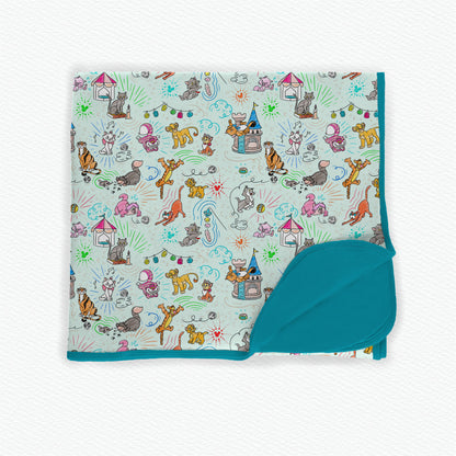 Sketchy Cats Double Layered Bamboo Blanket