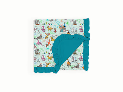 Sketchy Cats Ruffle Bamboo Blanket
