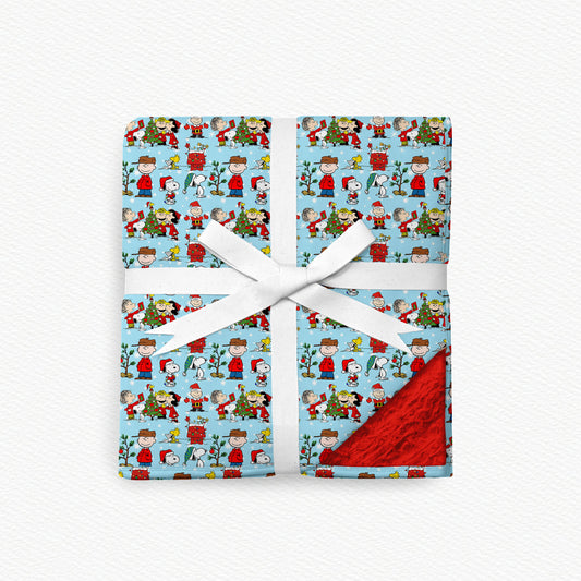 Snoopy Claus Fur Backed Bamboo Blanket