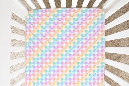 Checkered Pastels Jersey Crib Sheet