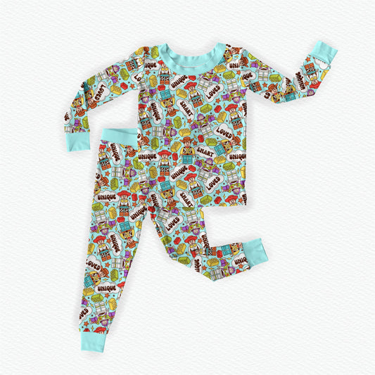 Build & Beyond Bamboo Long Sleeve Two Piece Pajama Set