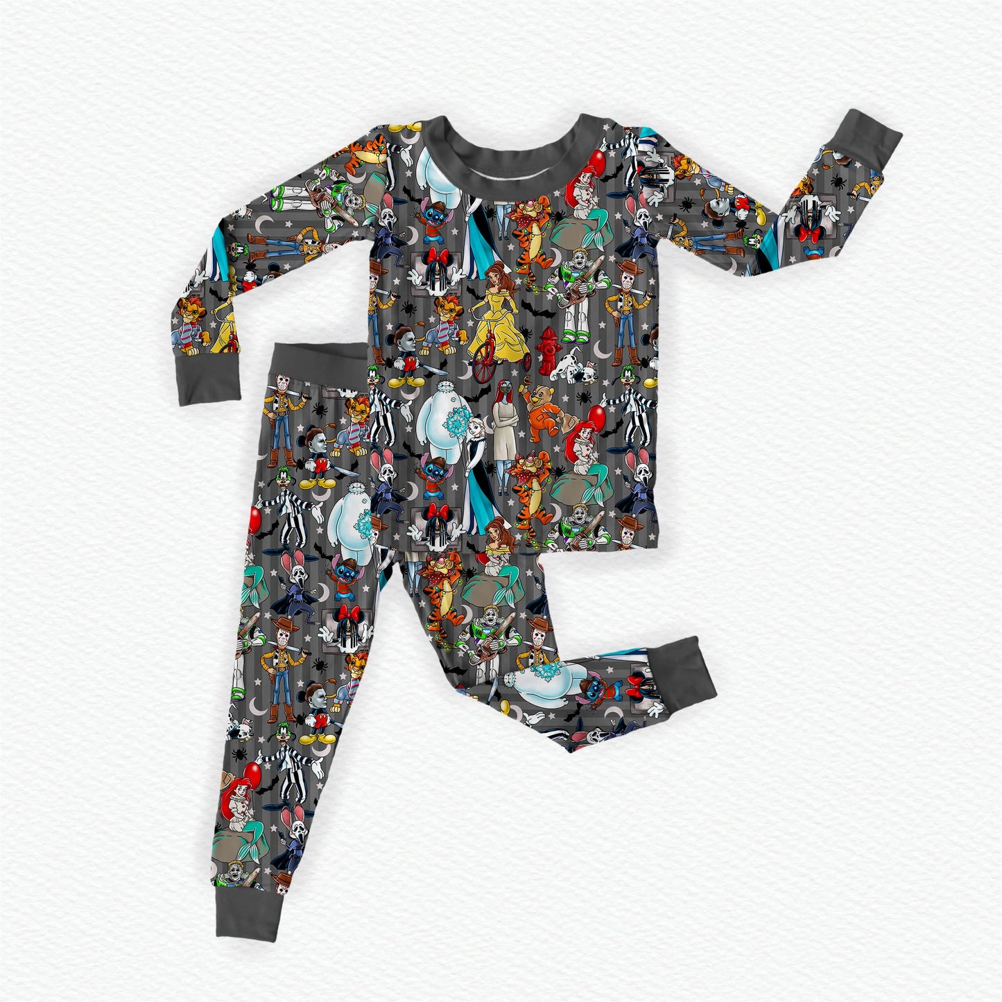 Storytime Scares Black Bamboo Long Sleeve Two Piece Pajama Set
