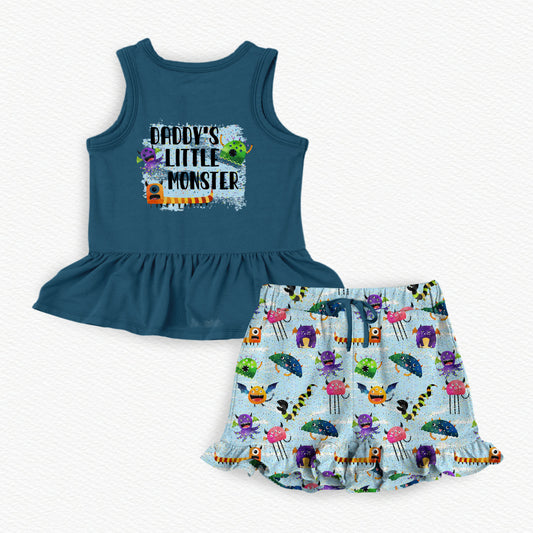Daddy's Little Monster Bamboo Tank Peplum & Shorts Set