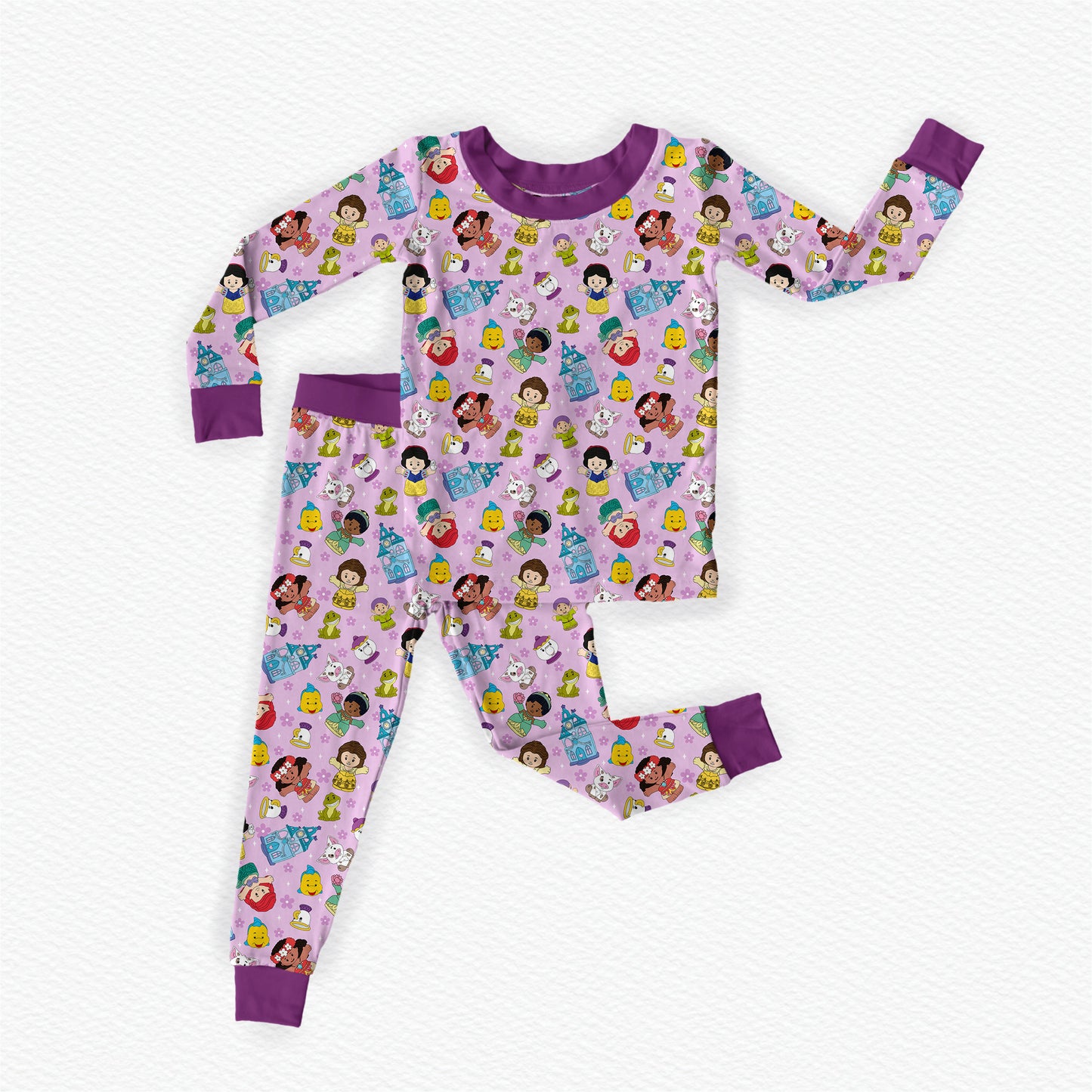 Purple Princess Tiny People Bamboo Long Sleeve Two Piece Pajama Set