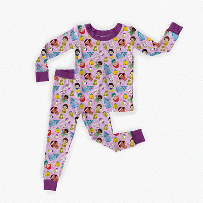 Purple Princess Tiny People Bamboo Long Sleeve Two Piece Pajama Set
