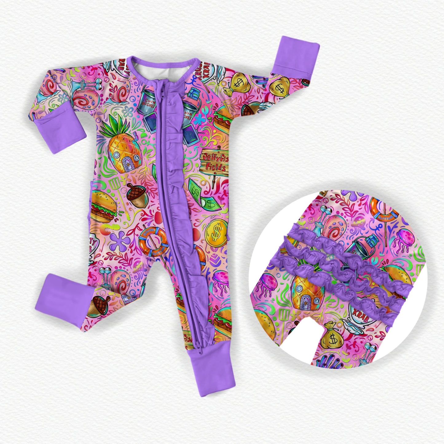 Jelly Fishing! Bamboo Ruffle Zippy Pajamas