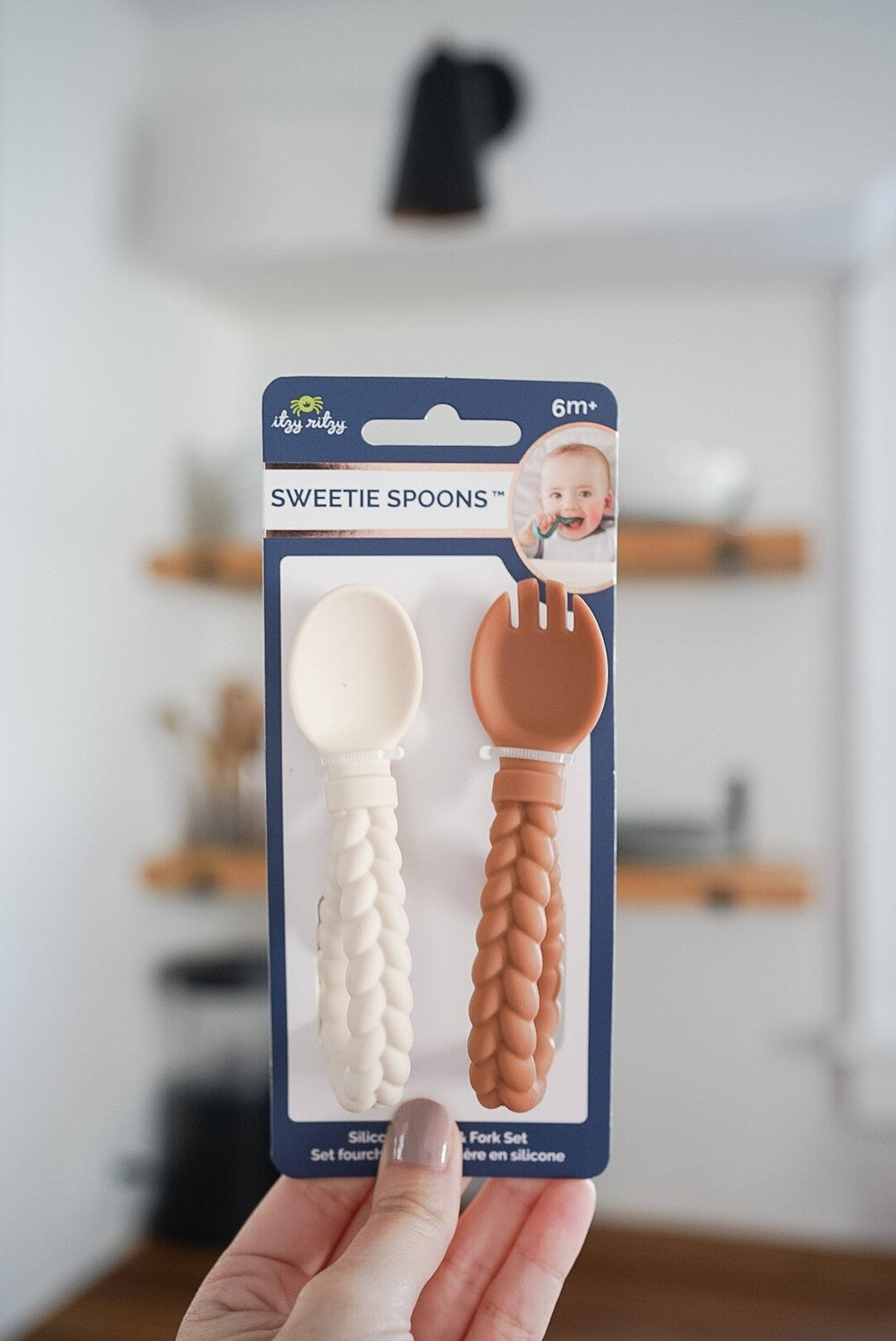 Buttercream + Toffee Sweetie Spoons™ Spoon + Fork Set - Itzy Ritzy children's silicone utensils silverware
