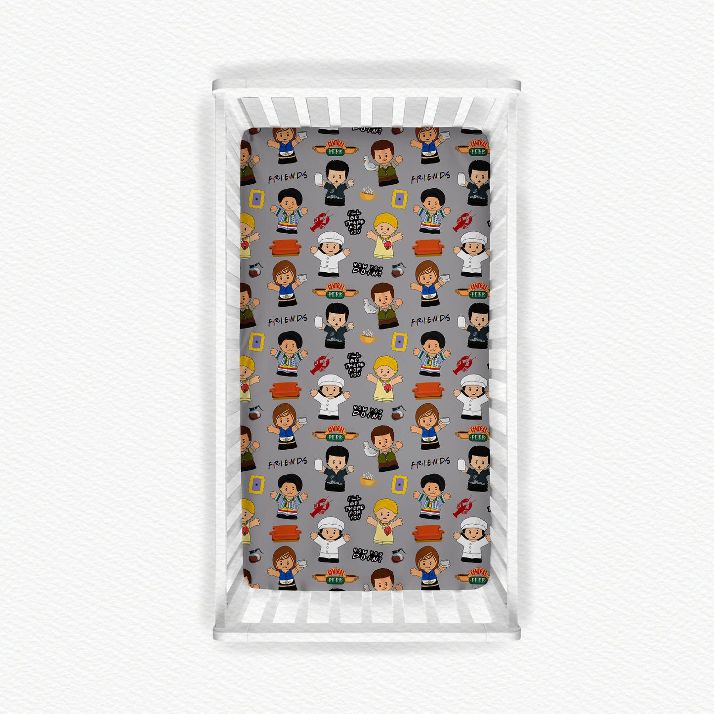 "PIVOT!" Tiny People Bamboo Crib Sheet
