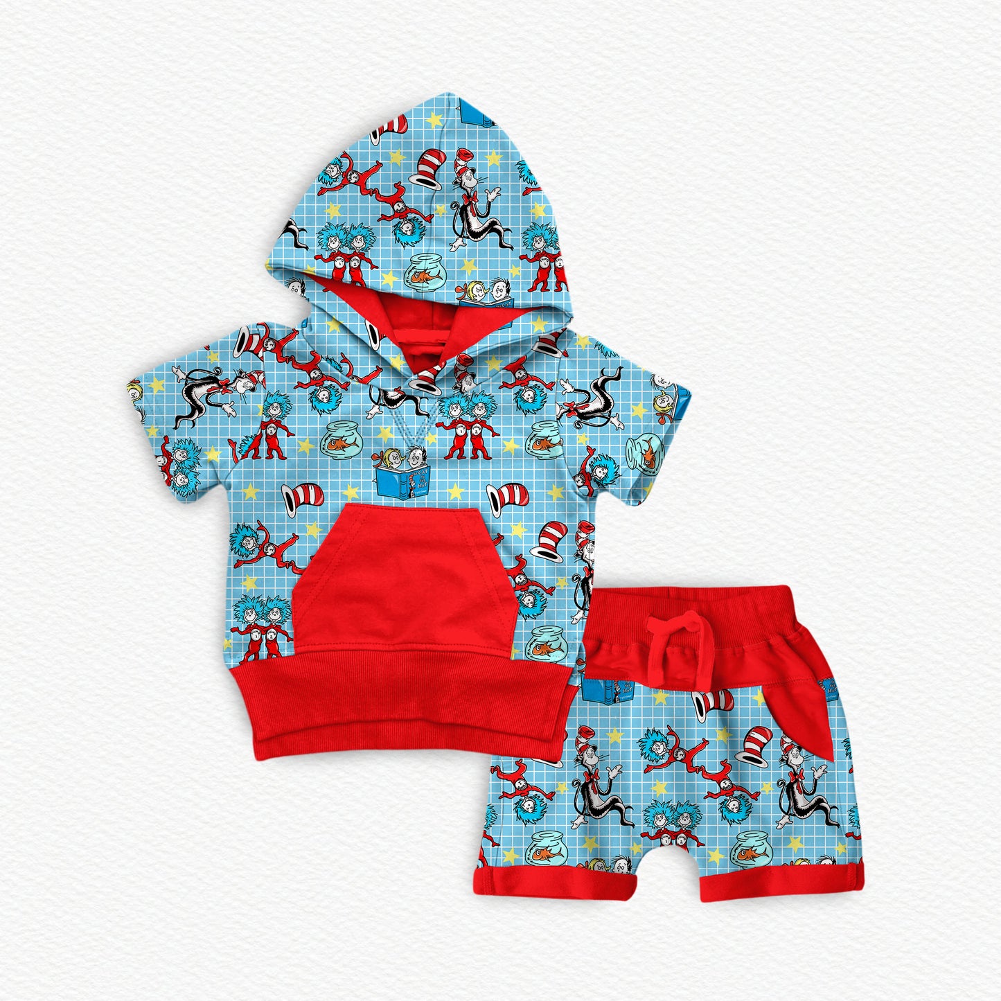 Meet Thing One and Thing Two! Bamboo Hooded Tee & Jogger Shorts Set