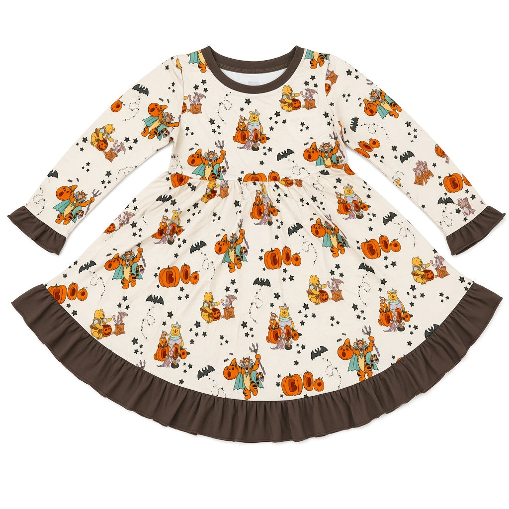 Pooh's Pumpkin Patch Bamboo Long Sleeve Ruffle Cuffed Lounge Dress