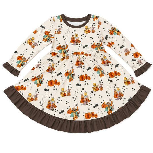 Pooh's Pumpkin Patch Bamboo Long Sleeve Ruffle Cuffed Lounge Dress
