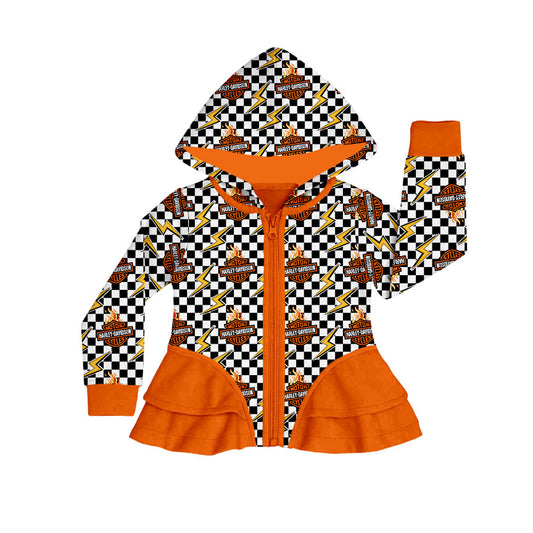 My Daddy Rides A Harley Bamboo Ruffle Zip Up Jacket