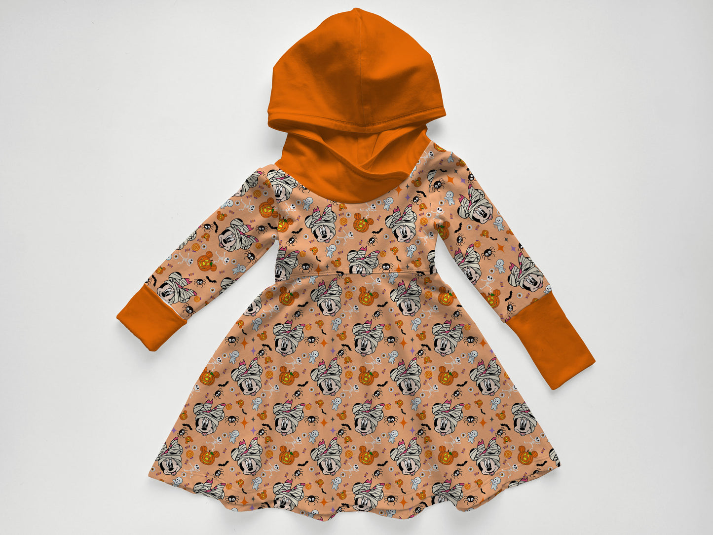 Mummy Mouse Bamboo Long Sleeve Hooded Twirl Dress