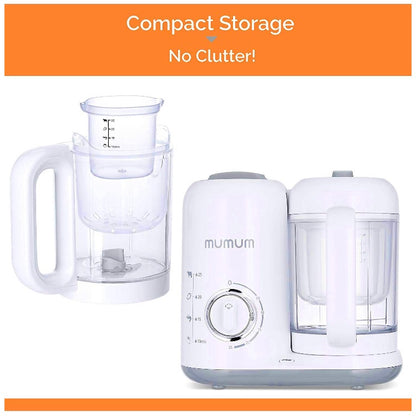 Mumum Baby 4in1 Baby Food Maker Defrost Steam Cook & Blend with Built in Timer