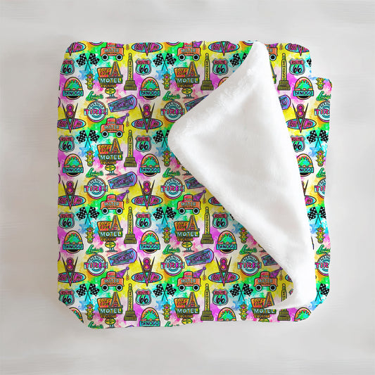 Route 66 Watercolor Minky Blanket