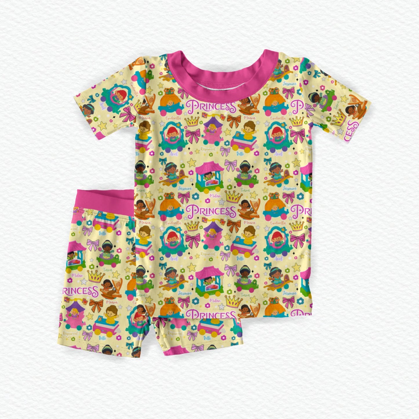 Princess Playdate Bamboo Short Sleeve & Shorts Two Piece Pajama Set